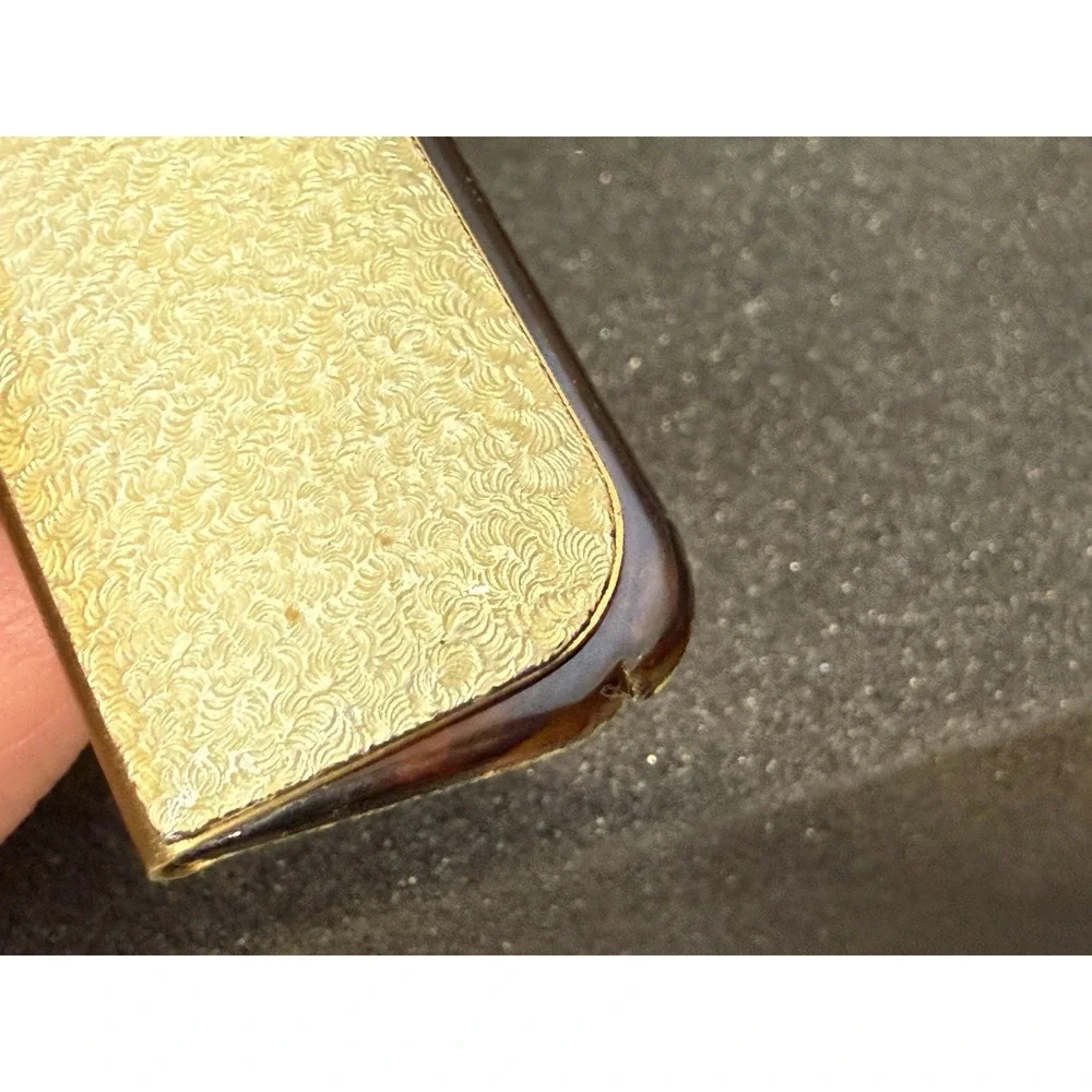 Vintage Brass Folding Purse Comb Travel Enamel Fold Textured Mid Century Modern